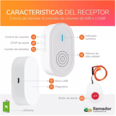 LLAMADOR INALÁMBRICO PARA ADULTO MAYOR WIRELESS SOS