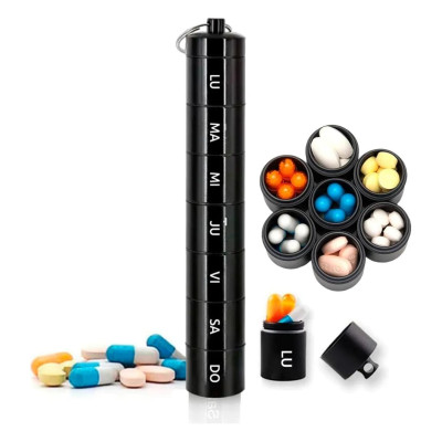 PASTILLERO SEMANAL METAL MODULAR 7 DIAS HERMÉTICO LLAVERO