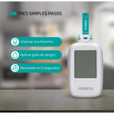 TIRAS REACTIVAS PARA MEDICION DE GLUCOSA EN SANGRE FEMMTO X 50 TIRAS
