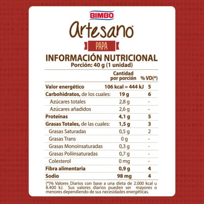 Pan Para Pancho De Papa Artesano Bimbo 240g